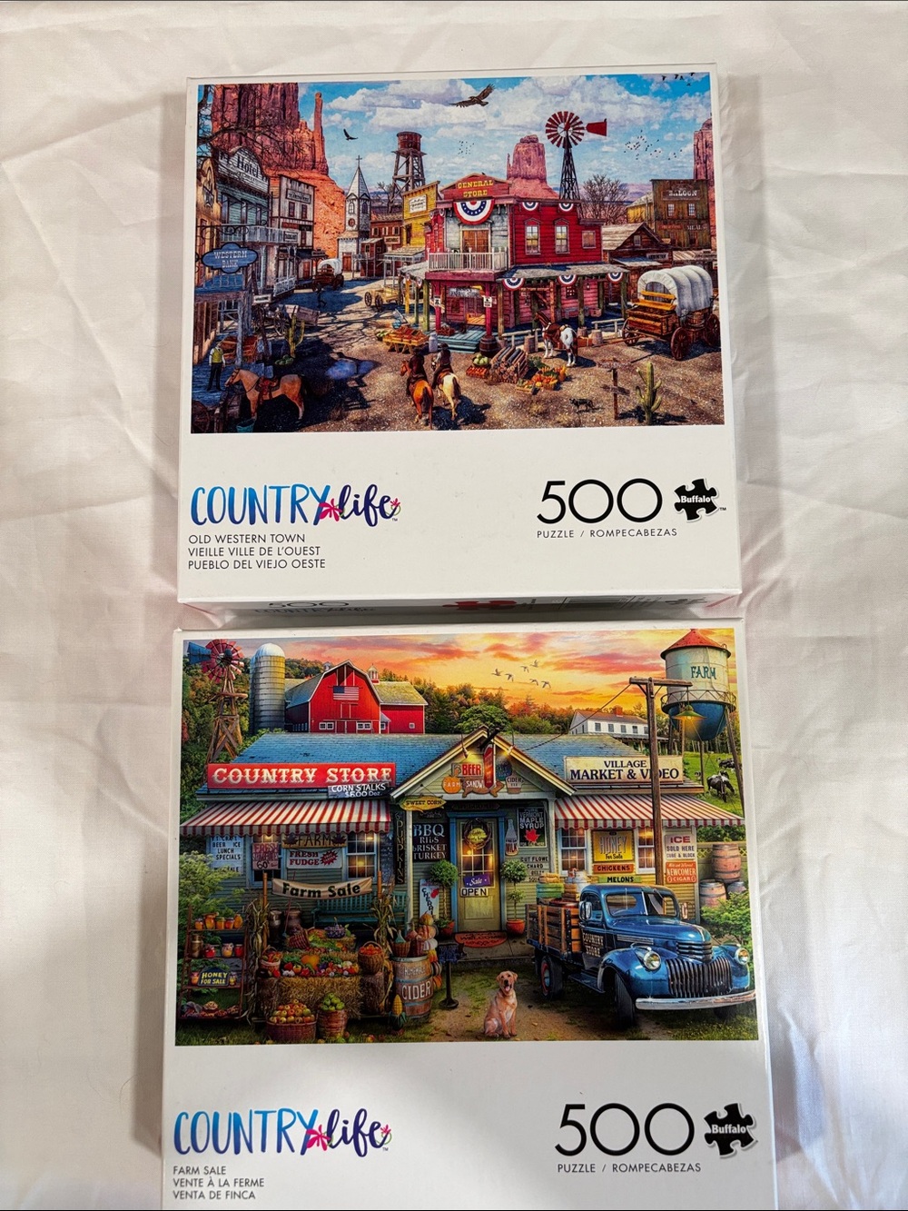 Country Life Puzzle‎ Bundle 2x 500 Piece Complete Americana Farmhouse